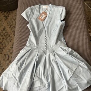 Meshki Keely Cotton Cap Sleeve Mini Dress - Sky Blue